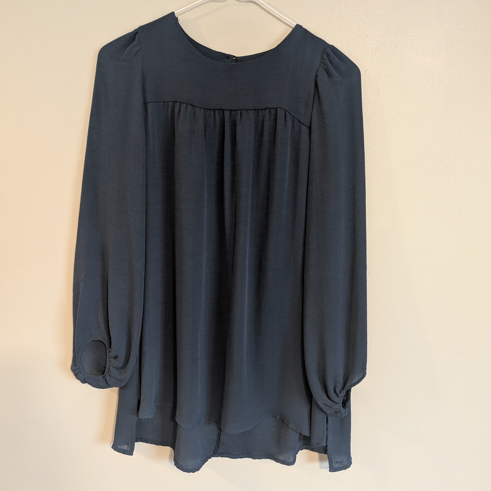 Zara Chiffon Navy‎ Blouse Size S